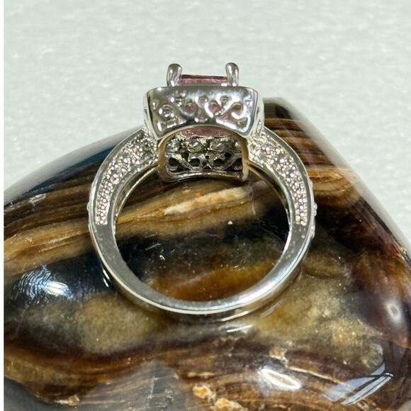 Stunning‎ New Sterling Silver 925 CZ & Pink Crystal Ring - Size 6 $275 - Picture 5 of 7